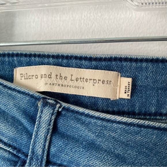 Pilcro Letterpress High-Rise Skinny Bootcut Jeans Button Front size 31 Raw Hem - Picture 11 of 11